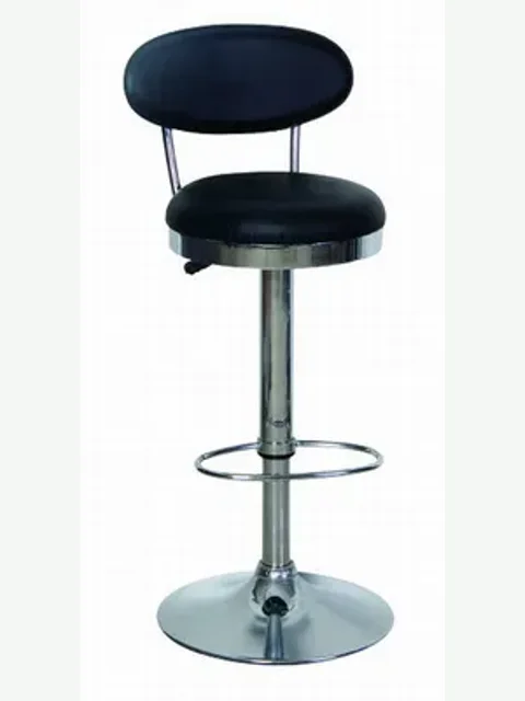 Classic Footrest-Ring Stool (T-100G-17) by Ivy Chairs — The classic round padded seat with a low back ring, gas lift and a wide footrest hoop — the safe default when a buyer just says